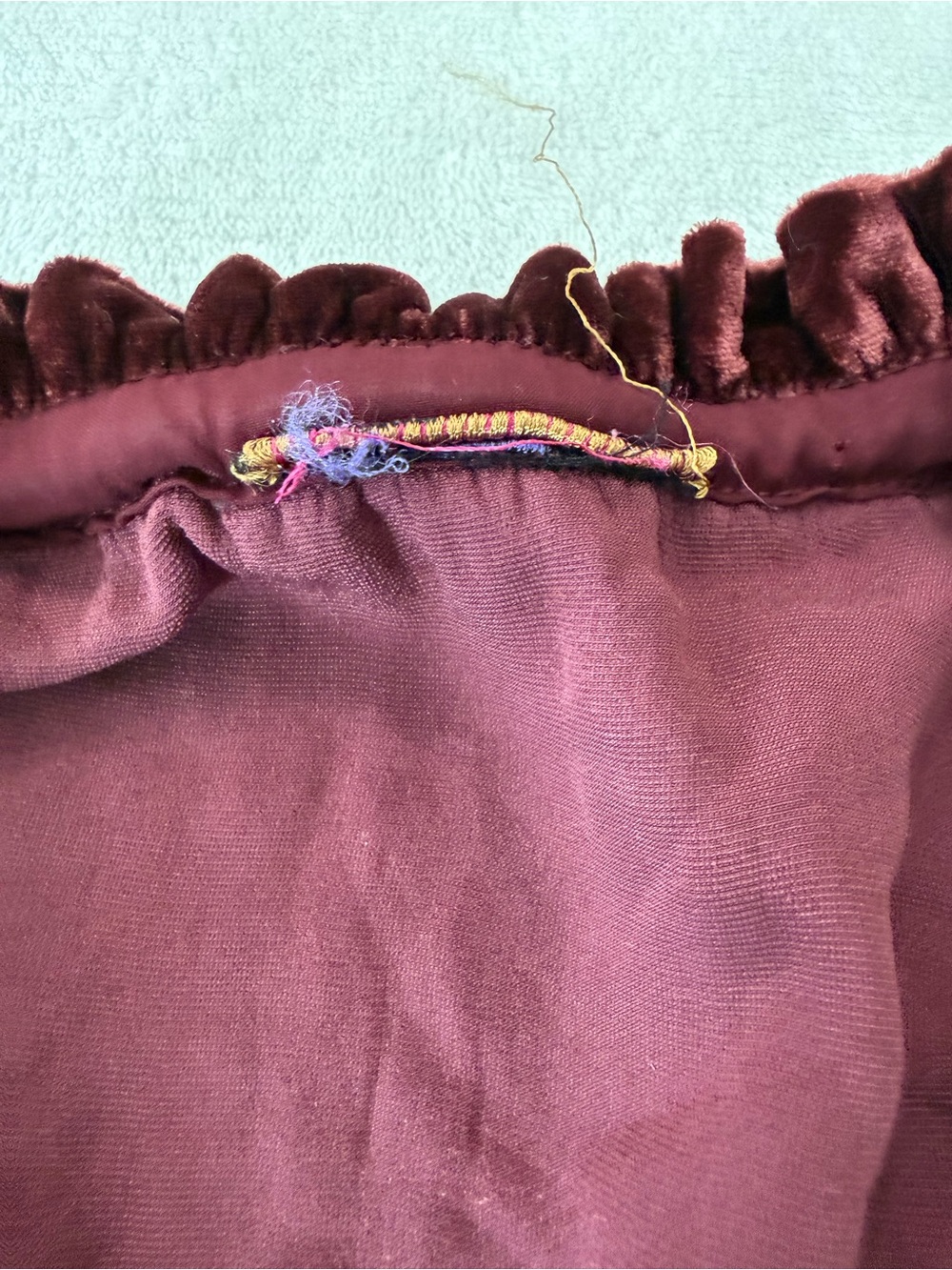 Johnny Was Burgundy Velvet Embroidered Top Tassels Sz L D83 - Picture 8 of 8